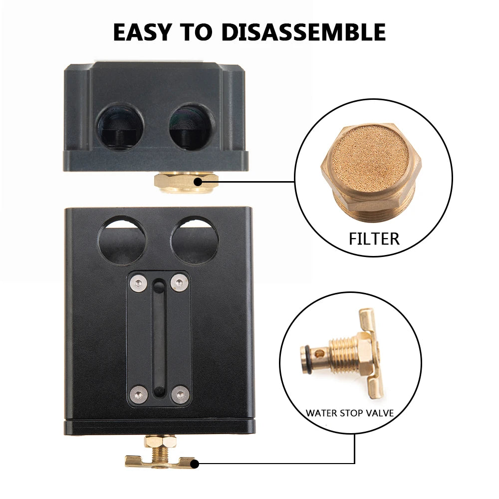 Universal 500ML Car Aluminum 4 Port Oil Catch Can With A Window Design With 4 Pcs AN6/8/10 To AN10 Fittings