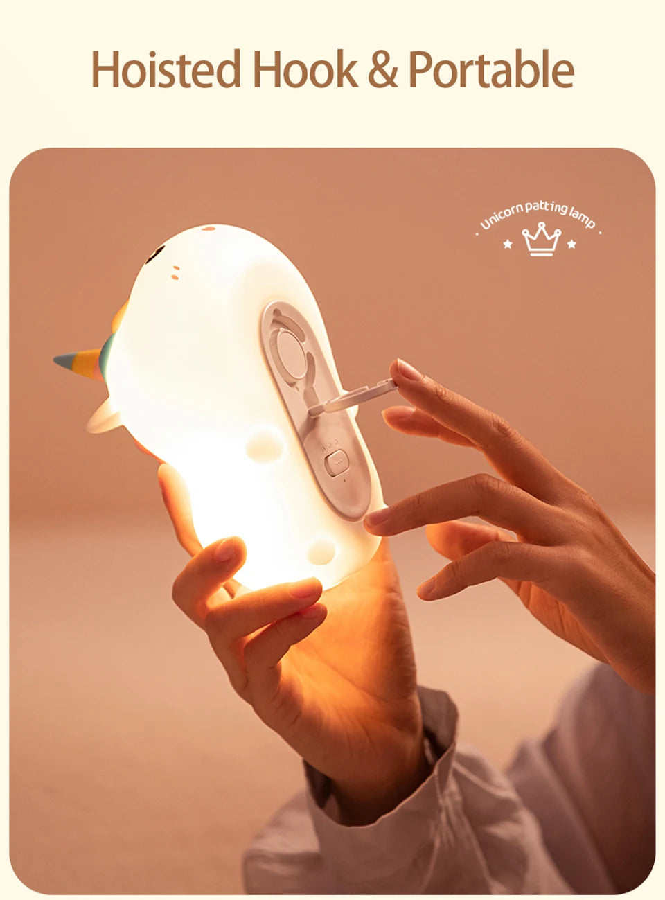 Rechargeable Silicone Patting Lamp Unicorn LED Night Lamp with Remote Control