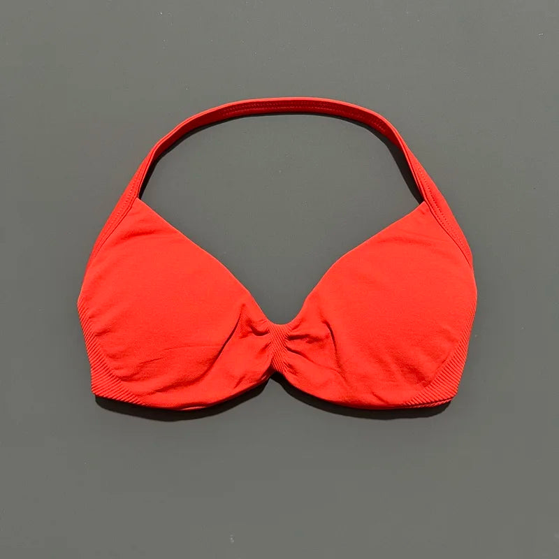 Sports Bra Push Up Strappy Sexy Open Back Gym Crop Top