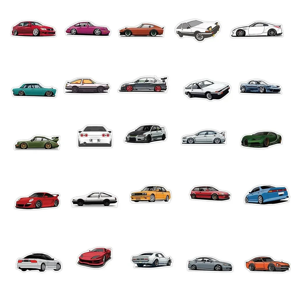 50/100PCS JDM and some Hyper Cars Retrofit Racing Car Graffiti Stickers Laptop Decals
