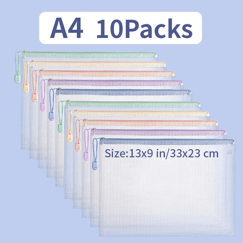 Zipper Mesh Bags A4/A5 Plastic Zipper Bags For Organizing Zipper Bag