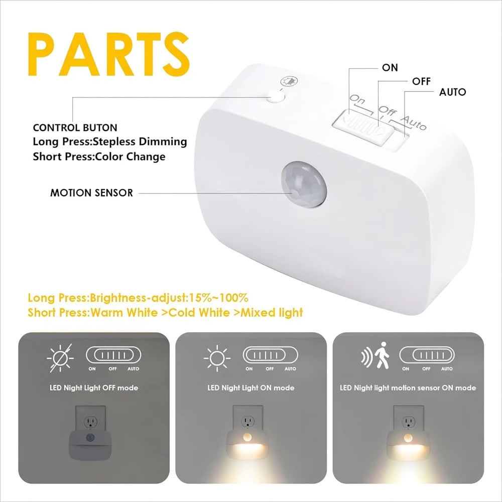 LED Night Light EU Plug In Smart Motion Sensor Light 220V Wall Lamp for Home Aisle