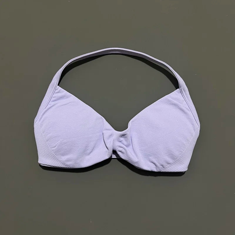Sports Bra Push Up Strappy Sexy Open Back Gym Crop Top