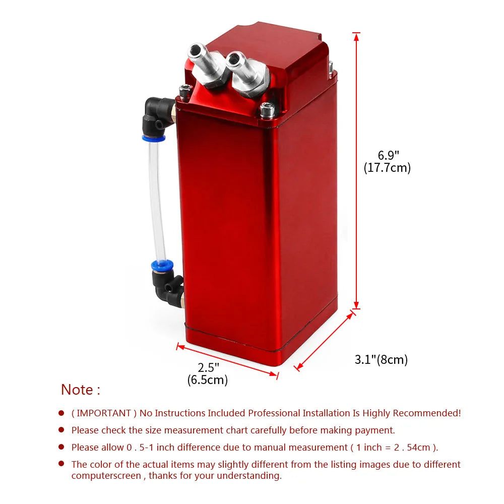 Universal Square Style Oil Catch Can Oil Tank Reservoir Breather Kit 0.5L Aluminium Racing Fuel Surge