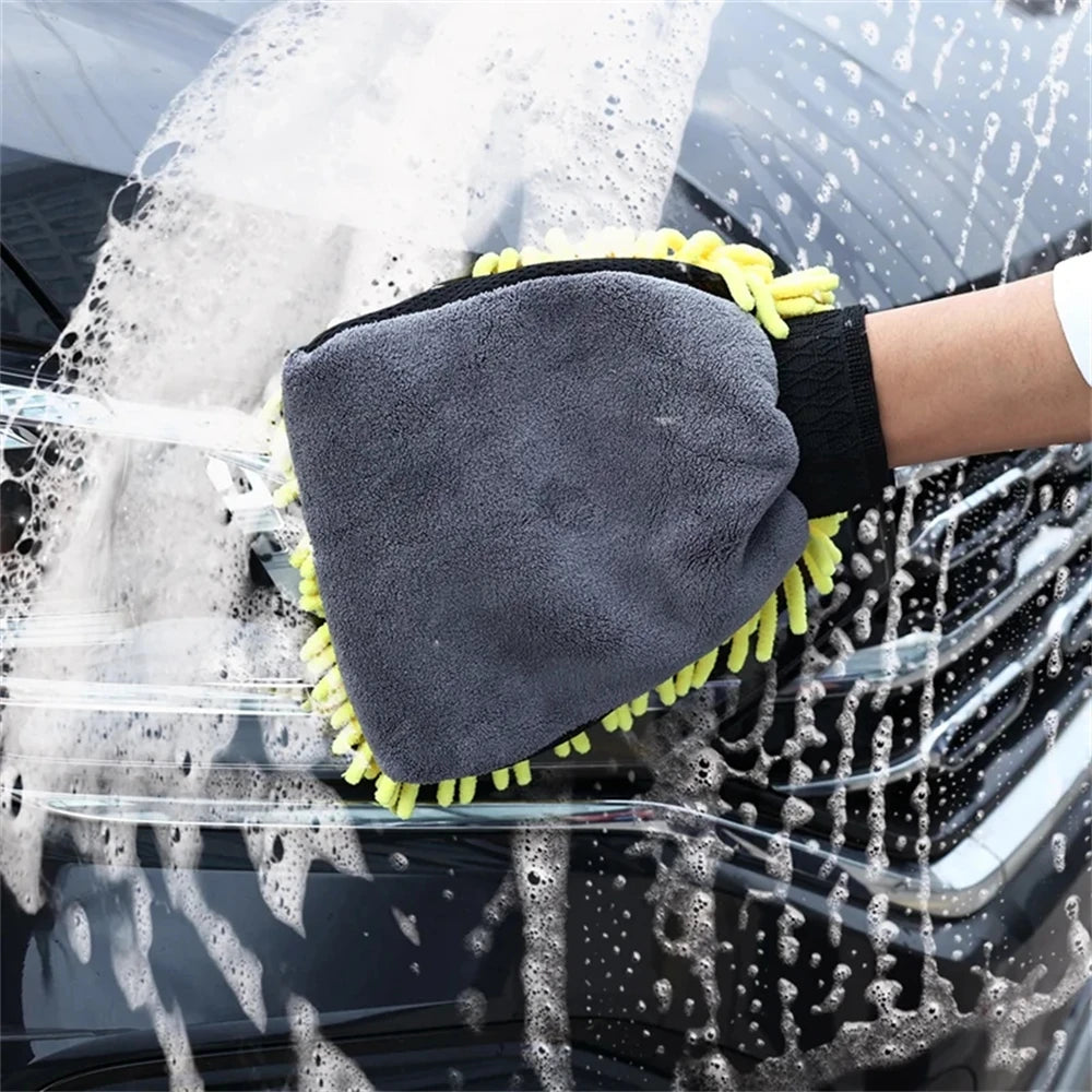 1/5pcs Car Washing Gloves Waterproof Microfiber Chenille Gloves