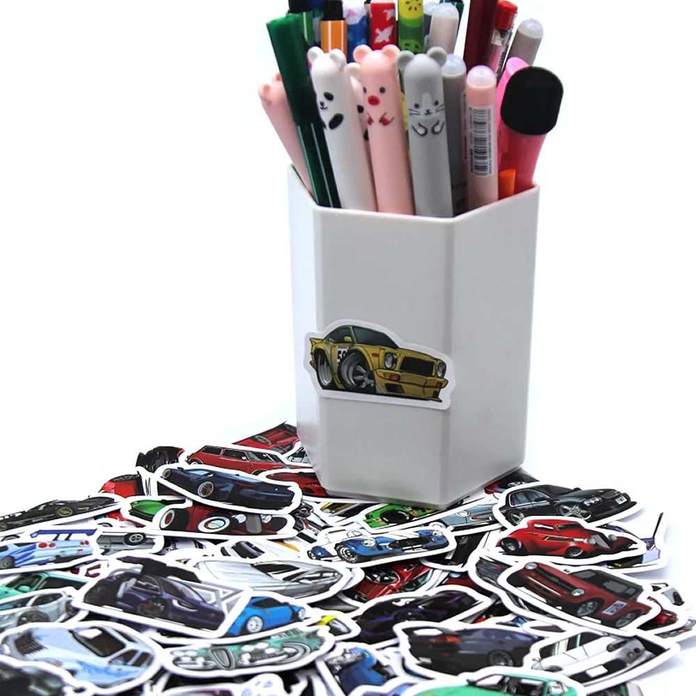 10/50/100 Pcs Retrofit Racing Car PVC Stickers Laptop Guitar Sticker Decal