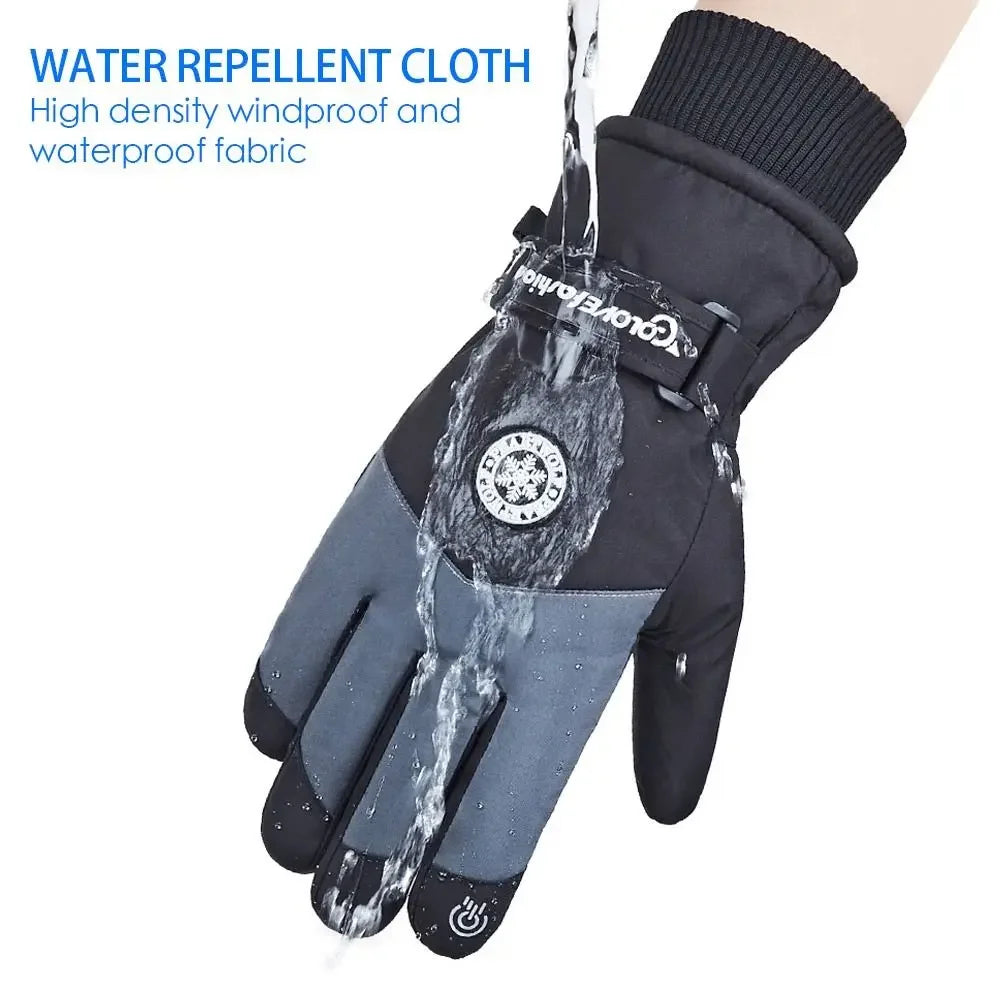 Winter Snowboard Ski Gloves PU Leather Non-slip