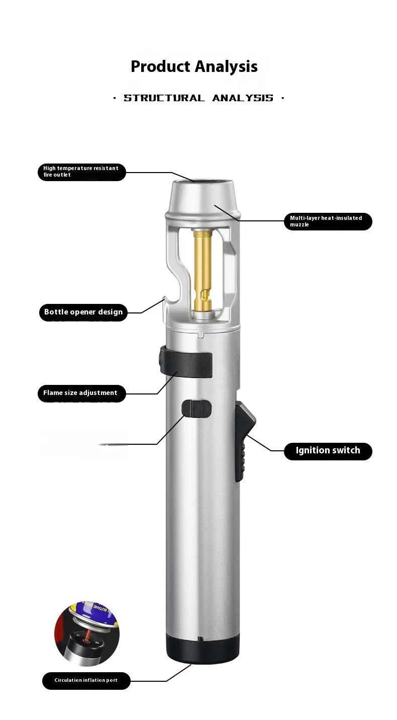 Powerful Metal Gas Lighter Windproof Kitchen Cooking Torch Flame Jet Barbecue