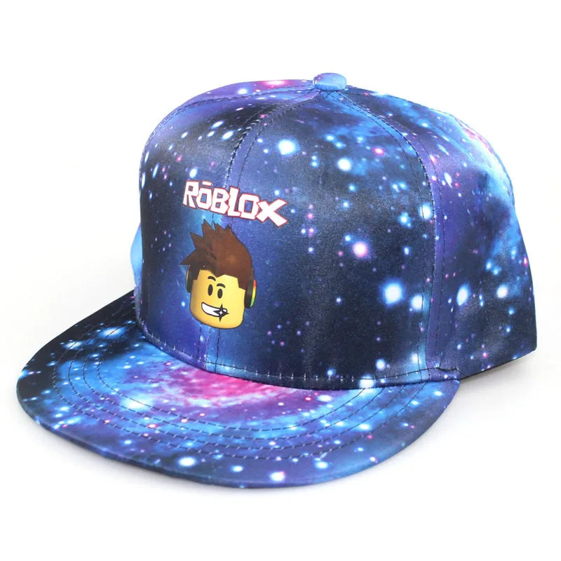 New Game Roblox Creative Cartoon Baseball Adjustable Flat Brim Cap Cartoon Peripheral Unisex Fashion Sports Cap Birthday Gifts