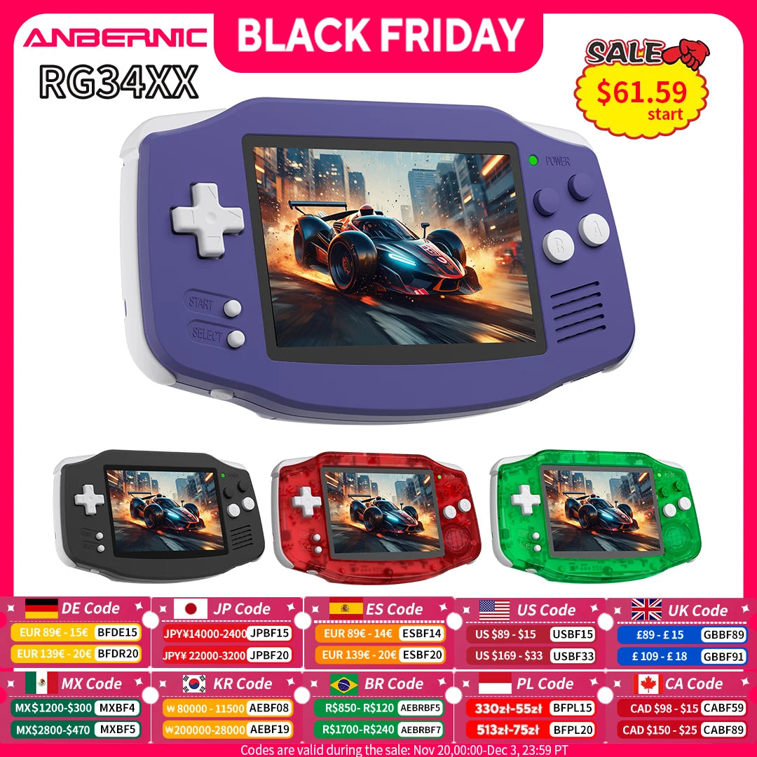 ANBERNIC RG 34XX Handheld Game Console 3.4” IPS 720*480 Screen Linux 64-bit 3500mAH Bluetooth RG34XX Retro Video Gaming Players
