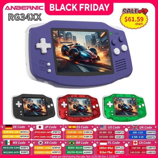 ANBERNIC RG 34XX Handheld Game Console 3.4” IPS 720*480 Screen Linux 64-bit 3500mAH Bluetooth RG34XX Retro Video Gaming Players