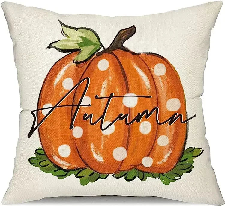 18*18inch Thanksgiving Decorative Cushion Cover ,Linen Pumkin Maple Leaf Autumn Pillow Covers ,Cushion Covers for Sofa Chair
