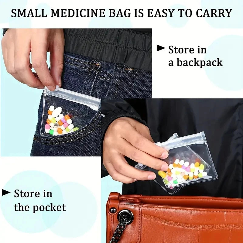 5pcs Self-Sealing Reusable Pill Pouch for Travel Medication and Small Items