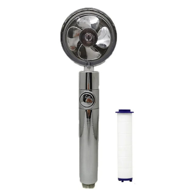 Shower Head 360 Degree Rotation Water Saving Flow Turbofan