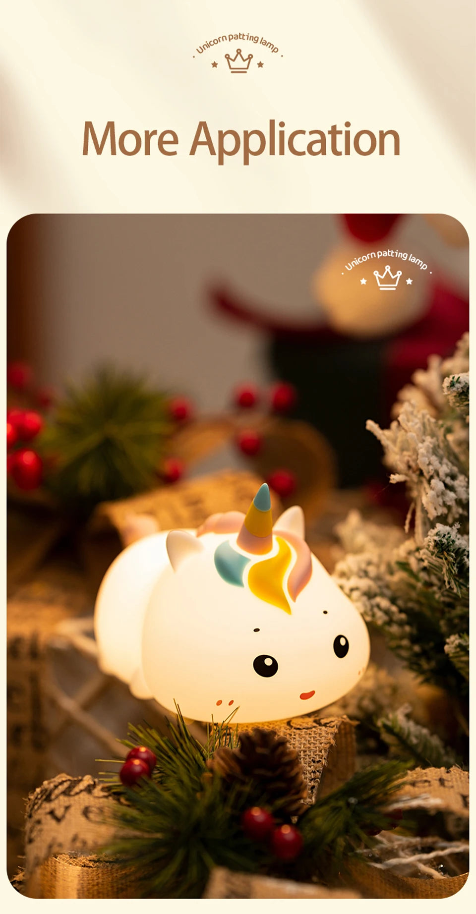 Rechargeable Silicone Patting Lamp Unicorn LED Night Lamp with Remote Control