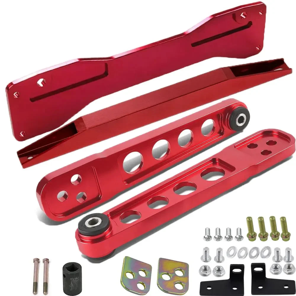 LOWER CONTROL ARMS LCA with REAR LOWER TIE BAR WITH Rear SUBFRAME BRACE FIT For Honda Civic Si 01-05 ES EM EP3 Aluminum