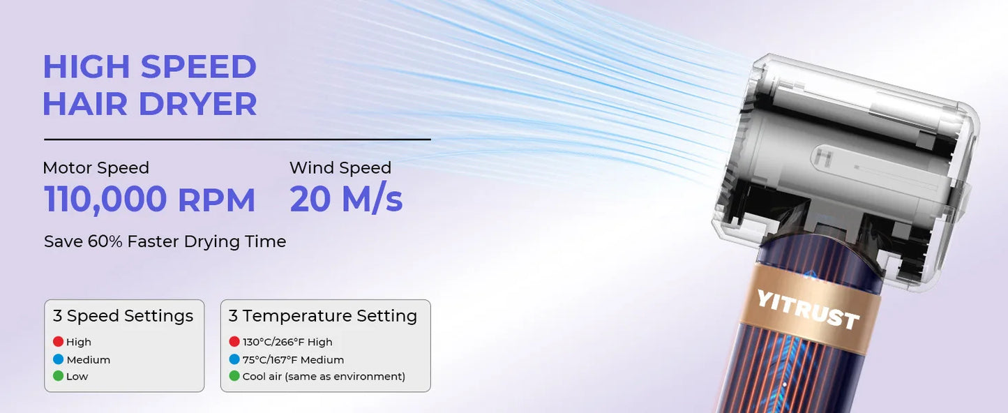 7 In 1 Hair Dryer Brush Brushless High Speed Hair Dryer with Diffuser Ionic Blow Dryer Hot Air Styling Comb Auto Hair Curler