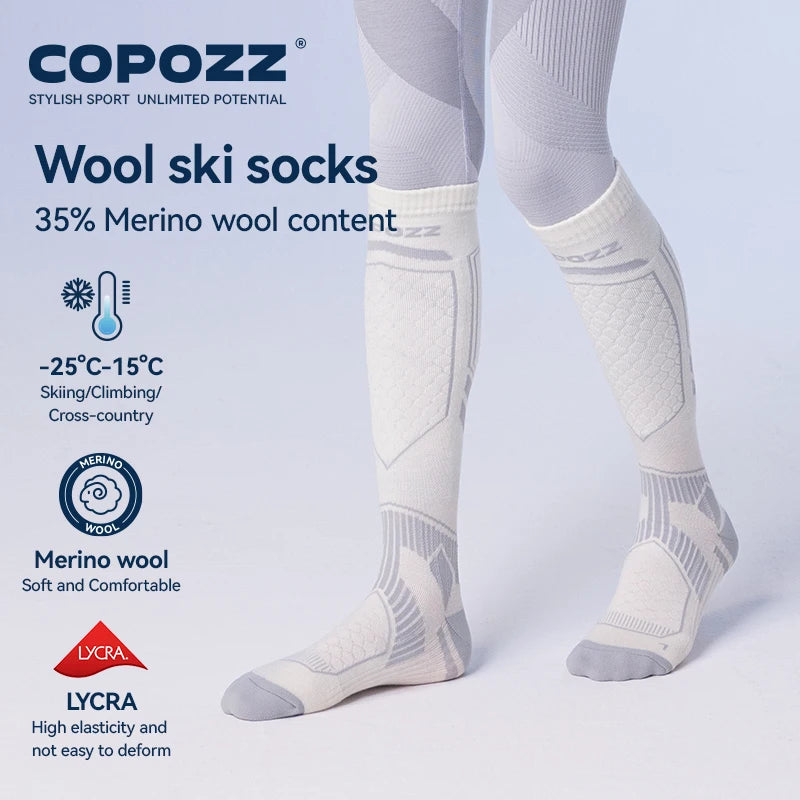 Winter Ski Socks Men Women Thermal Merino Wool Long