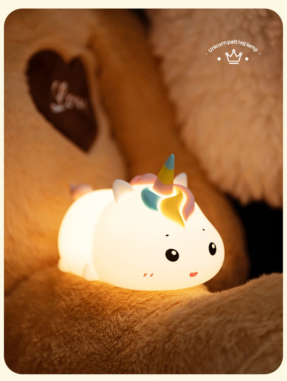 Rechargeable Silicone Patting Lamp Unicorn LED Night Lamp with Remote Control