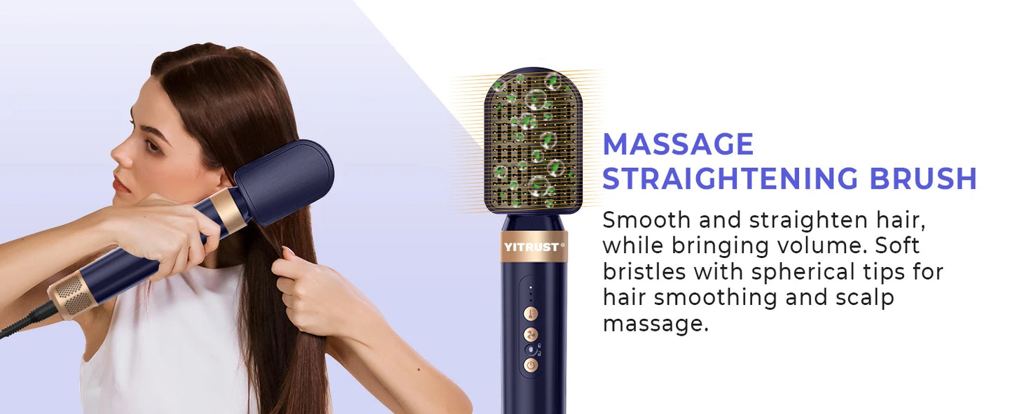 7 In 1 Hair Dryer Brush Brushless High Speed Hair Dryer with Diffuser Ionic Blow Dryer Hot Air Styling Comb Auto Hair Curler