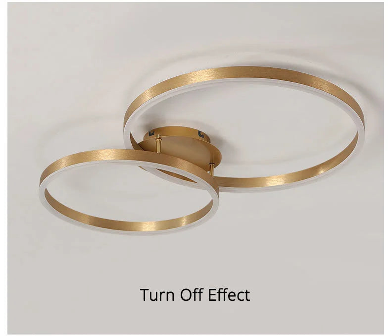 Household Gold Led Chandeliers 3 Circle Bedroom Metal Living Dining Room Lighting