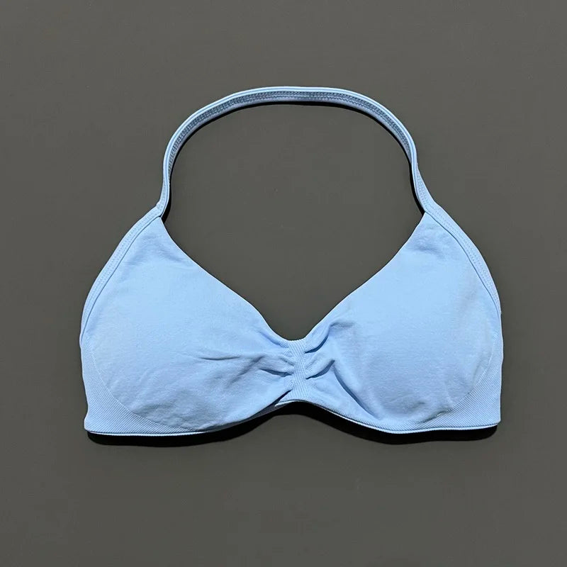 Sports Bra Push Up Strappy Sexy Open Back Gym Crop Top