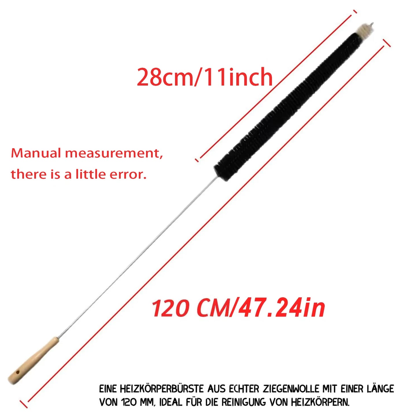 1PCS Radiator brush - 120 cm - Radiator brush with goat hair bristles