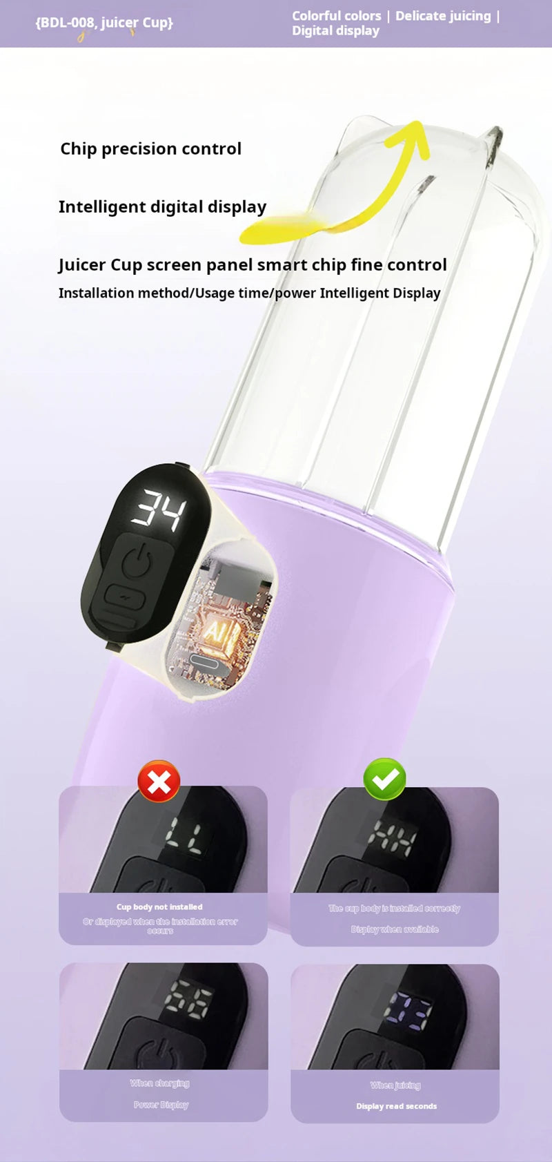 Portable Blender USB Rechargeable Cordless Mini Juicer Mixer