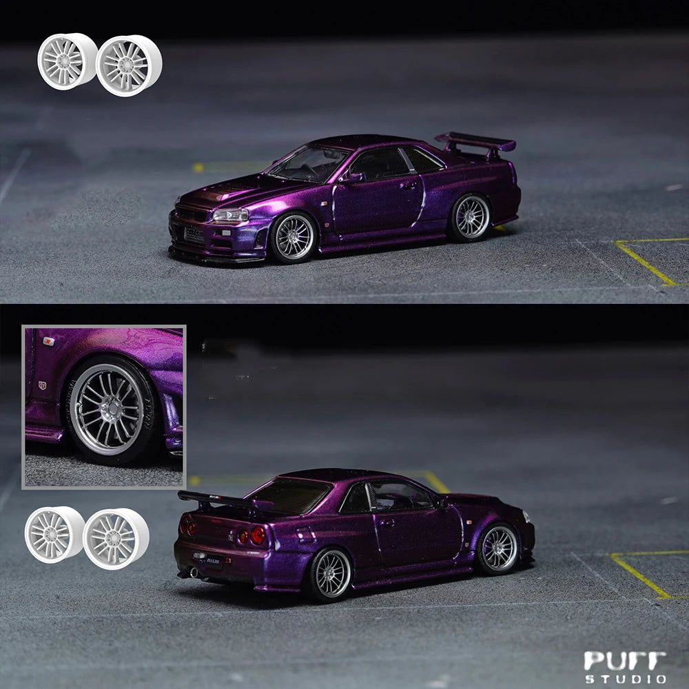 1/64 TC4 ZE40 G025 Toy 9.8mm Wheels with Rubber Tires Cast Model Car Modified Parts 1 set