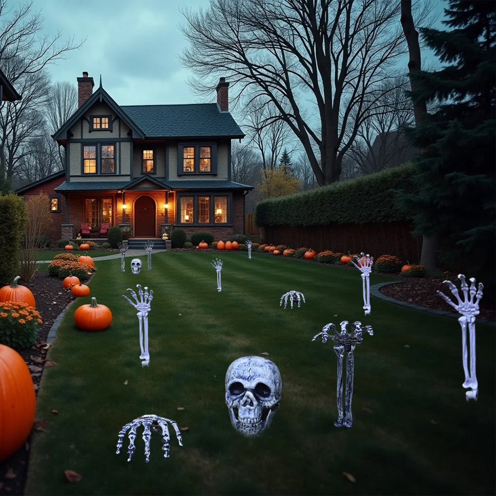 Halloween Decorations Scary Props Realistic Skeleton Skull & Hands Halloween Home Decor Yard Prank Festivals Party Supplies