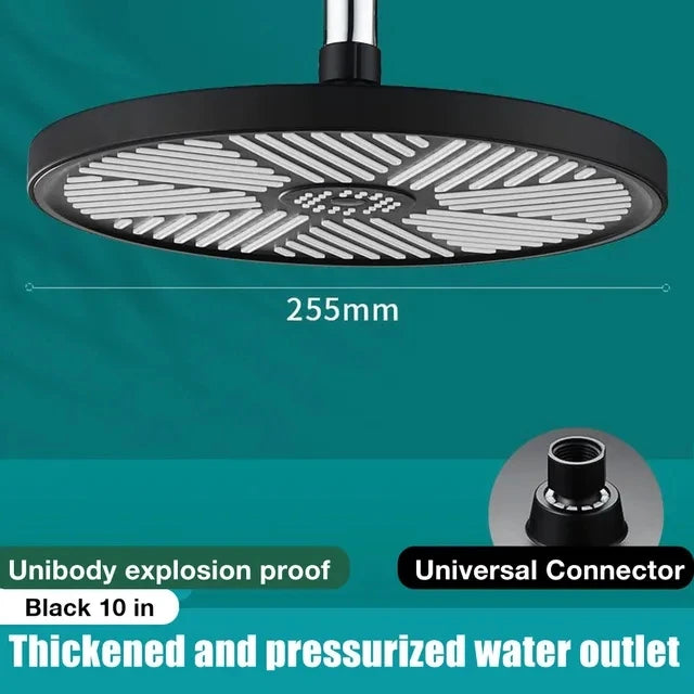 10 Inches Supercharge Shower Head Set 3 Modes High Pressure Rainfall Bathroom Shower ﻿