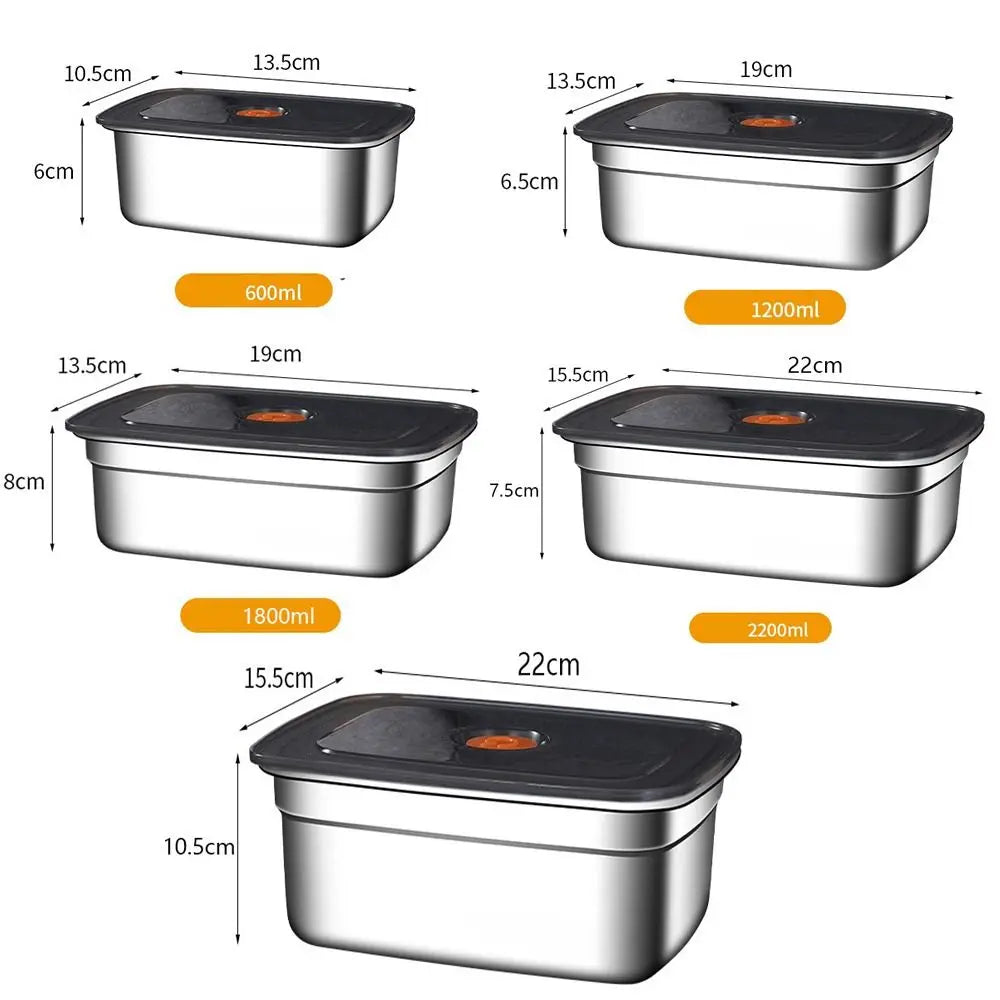 Stainless Steel Camping Lunch Box Sealed Leak-proof Bento Box Microwave Suitable Large Capacity Refrigerator Freezer Storage Box