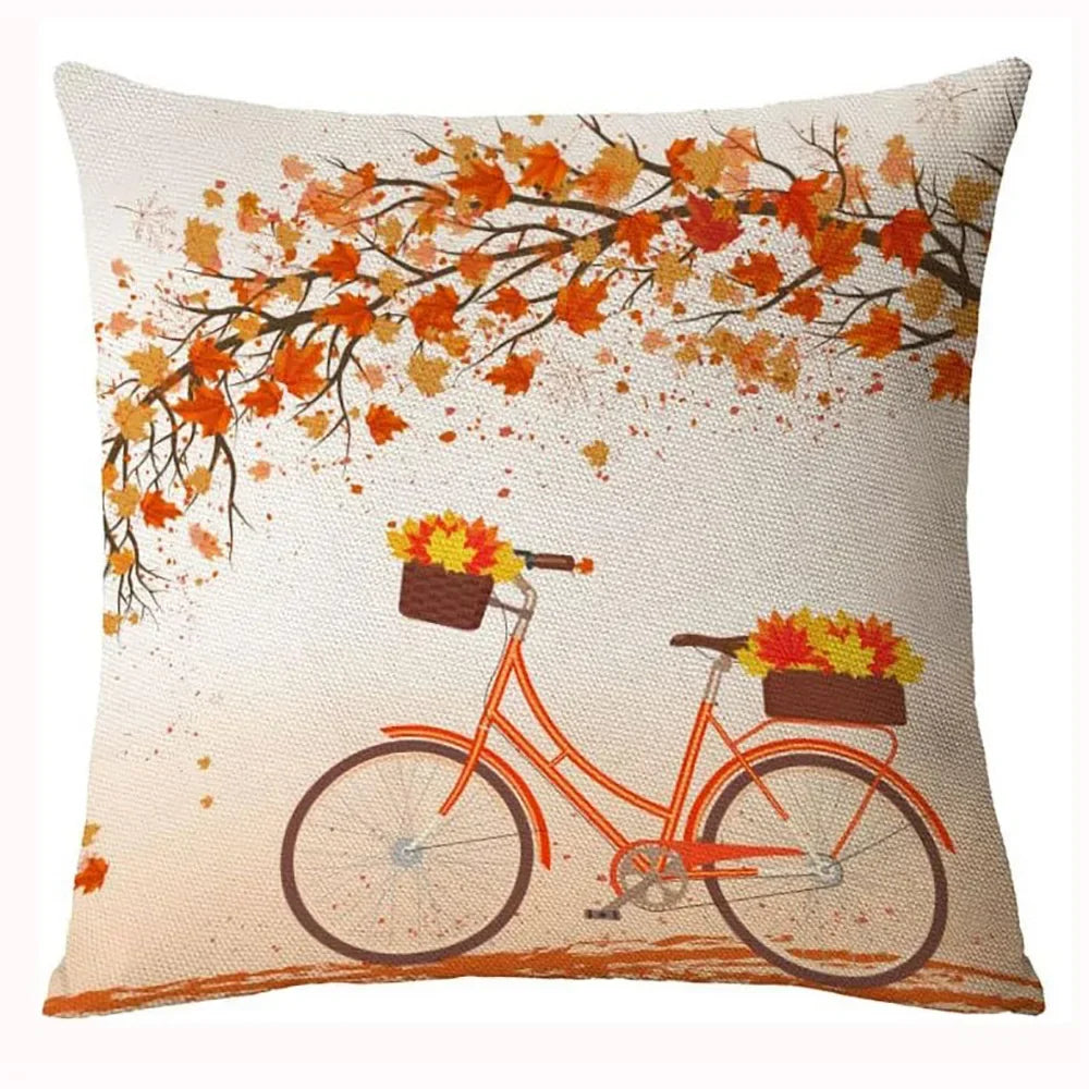 18*18inch Thanksgiving Decorative Cushion Cover ,Linen Pumkin Maple Leaf Autumn Pillow Covers ,Cushion Covers for Sofa Chair