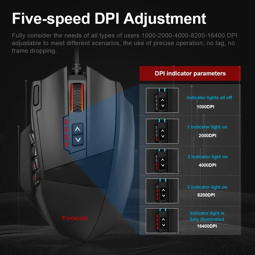Mouse E-YOOSO X-39 USB Wired RGB Gaming Mouse 16400 DPI PAW3327 19 Buttons Programmable Game Optical Mice for Computer PC Laptop