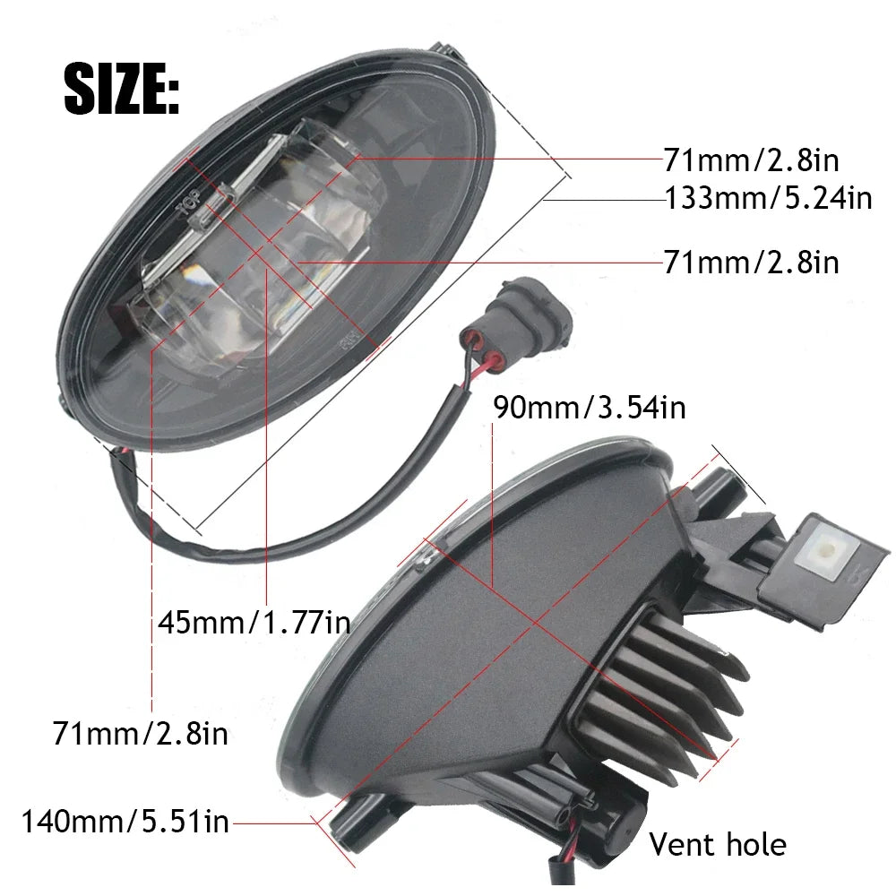2X Upgrade LED Fog Lights Assembly for Honda Accord CL CM Acura TSX 2006 2007 2008 Car PTF with Clear Lens Daytime Running Light