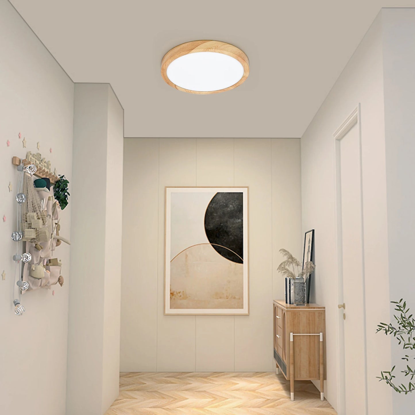 Modern LED Ceiling Light Wood Grain Golden One Light with 3 Colours