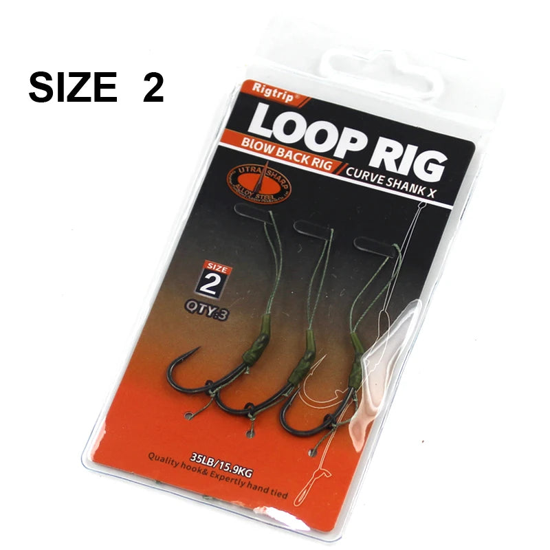 Carp Fishing Line Hair Rig Loop Rigs  ready-tied Soft hook