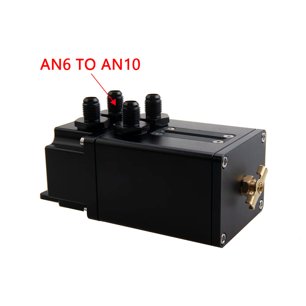 Universal 500ML Car Aluminum 4 Port Oil Catch Can With A Window Design With 4 Pcs AN6/8/10 To AN10 Fittings