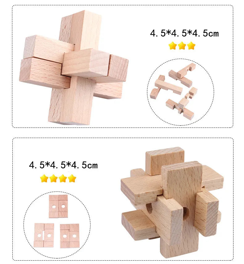 Wooden Unlocking Puzzles Brain Teasers Kong Ming LuBan Lock Adult Decryption Toy Assembly Game Children's Puzzle Puzzles Toys