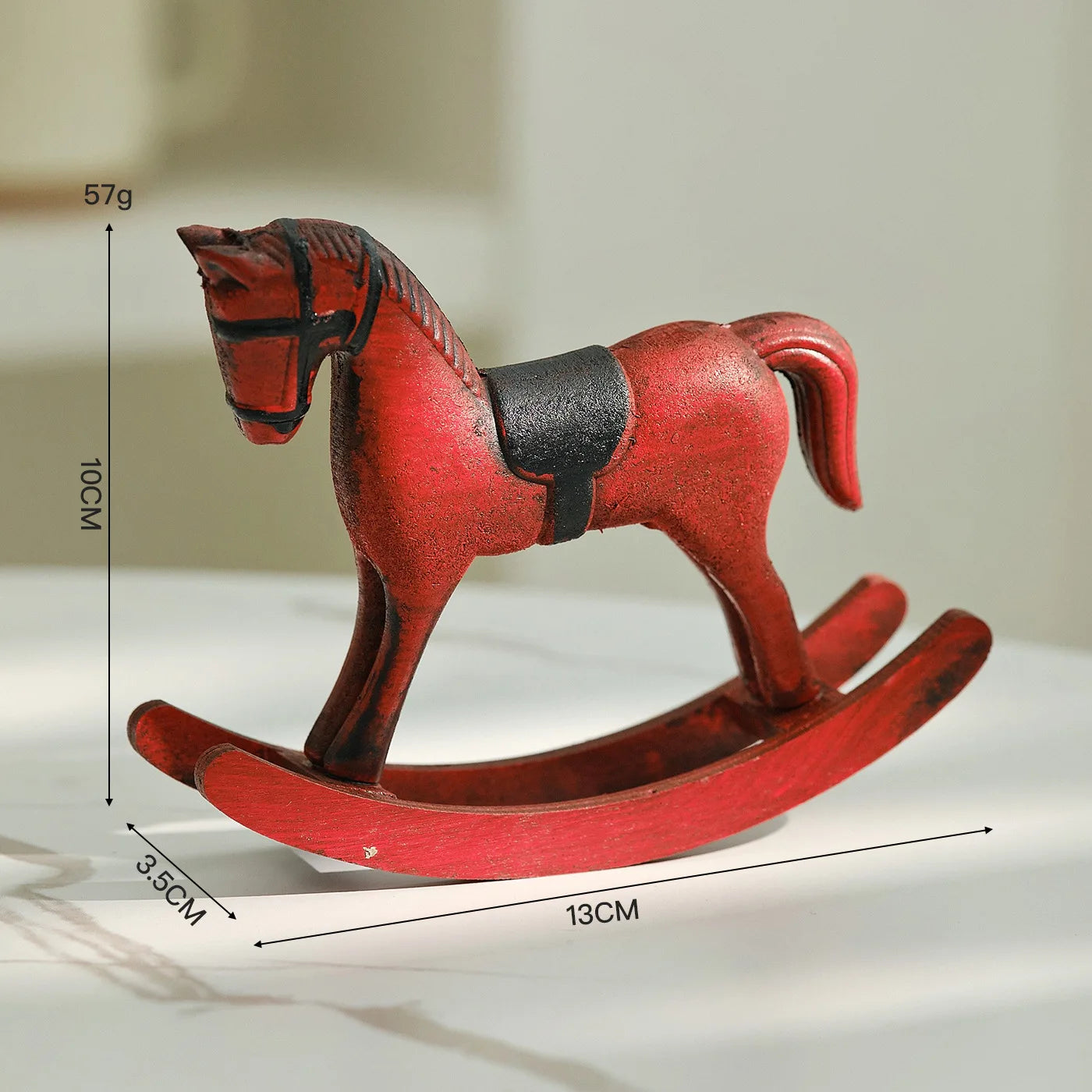 Nordic Retro Wooden Rocking Horse Ornament Desk Decor Balance Art Adornment Creative Hand Carved Animal Figurines Xmas Kids Gift