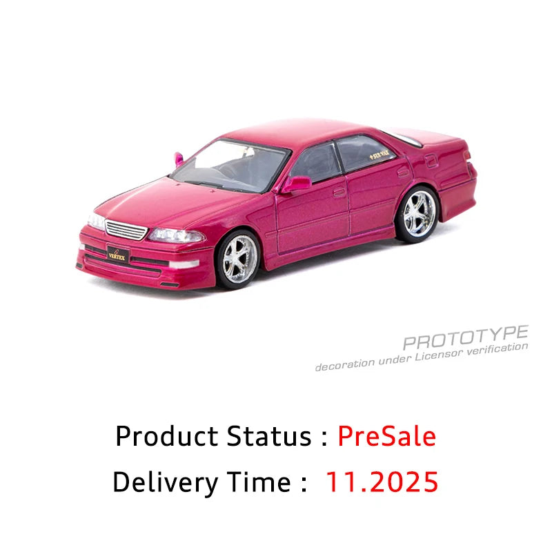 PreSale TW 1:64 VERTEX Toyota Mark II JZX100 Red Metallic Diecast Car Model Collection Toys Tarmac Works
