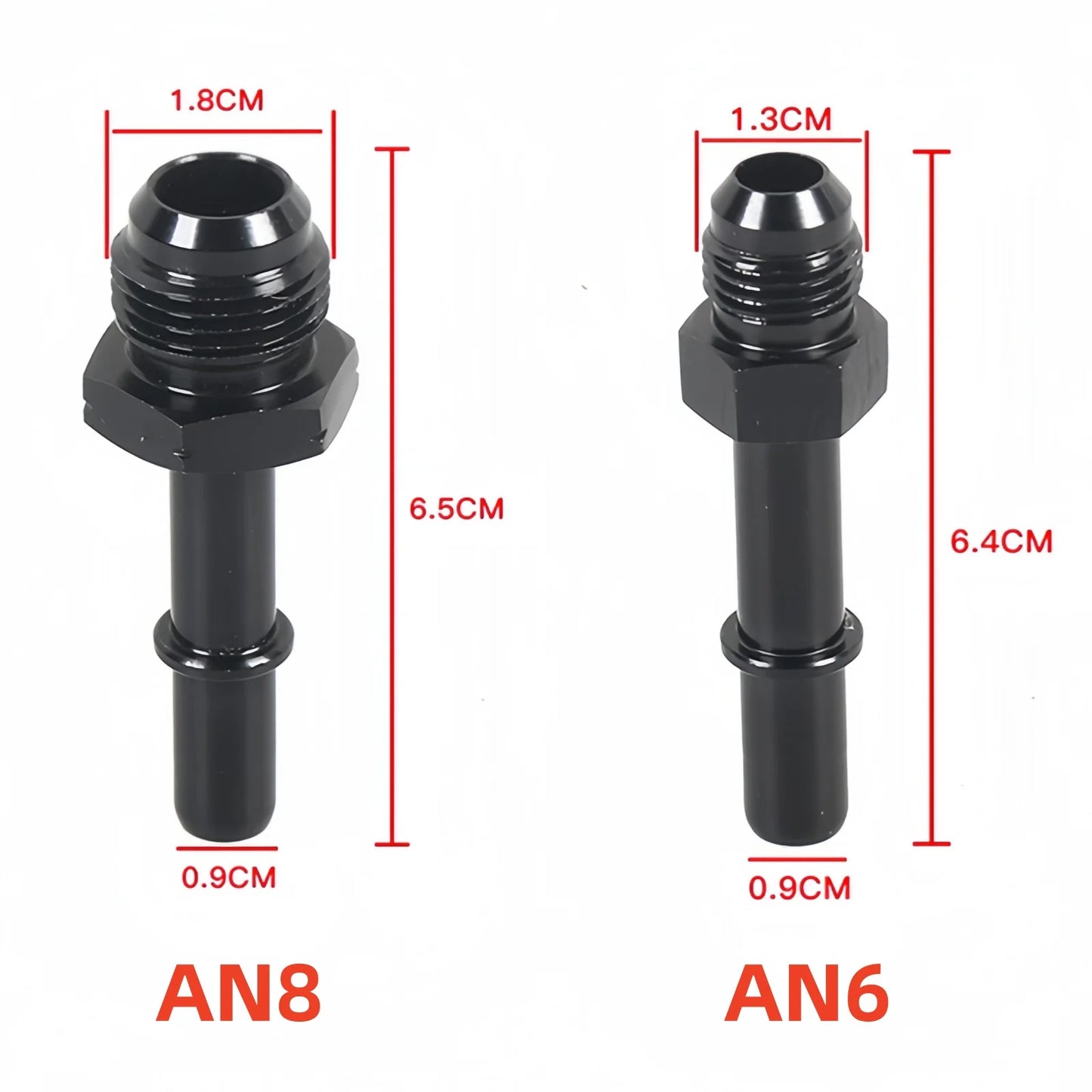 1Pcs Quick Connect 6AN AN6 Male To 3/8", 5/16" AN8 8AN Quick Disconnect Male Push On EFI Fitting Fuel Adapter Aluminium Black