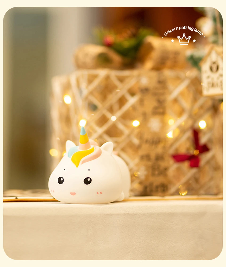 Rechargeable Silicone Patting Lamp Unicorn LED Night Lamp with Remote Control