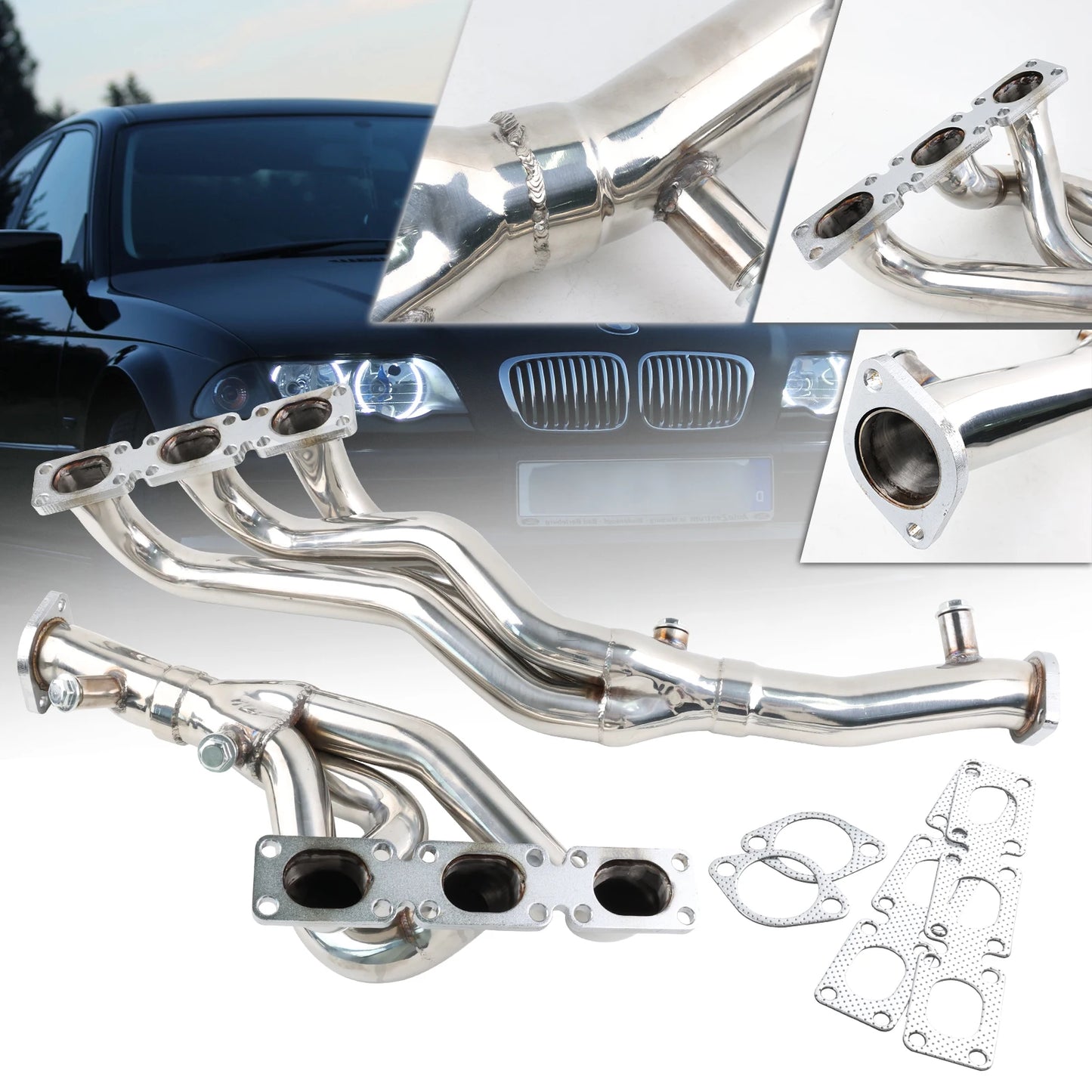 Performance Exhaust Headers for BMW M54 (2000-2006: M54B22/M54B25/M54B30) – Fits E36/E46/E93/E60 320i/325i/525i/530i 2.5L/3.0Li