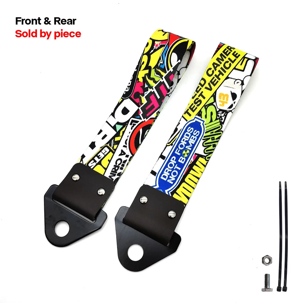 Tow Strap JDM Racing Car styling Car Ropes Hook Individual Decoration Hokkaido Towing Strap Initial D Tow Strap Auto Accessories
