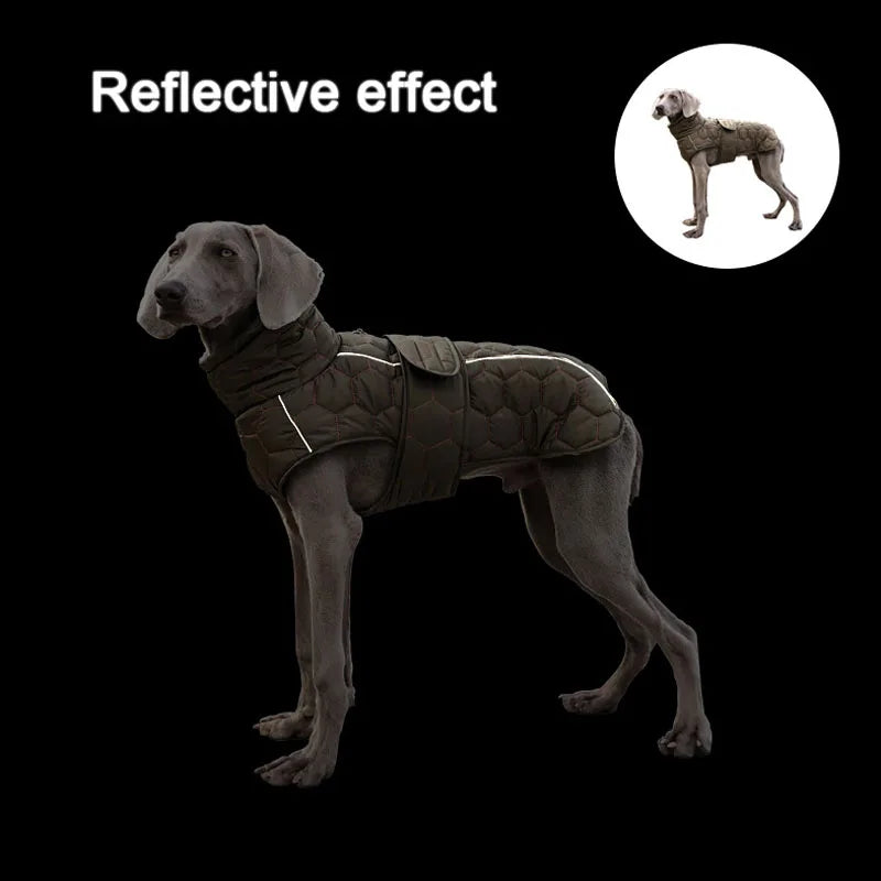 Winter Dog Clothes for Large Breed Reflective Snowsuit Big Dog Jacket with Fleece Lining Warm Coat for Whippet Greyhound Pet