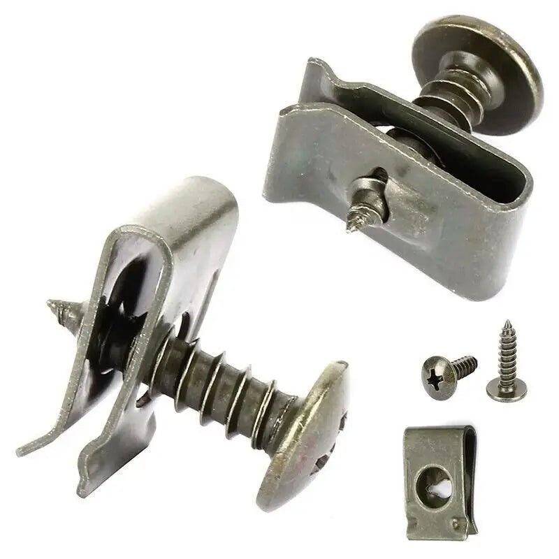 100Pcs-10Pc Mixed Car Metal Screw Fastener Clip U-Type Clip Anti-rust Protection