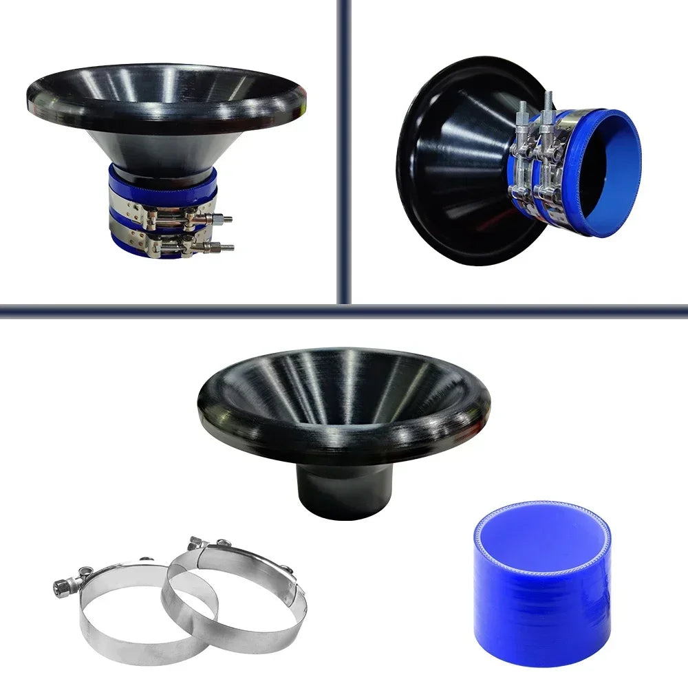 New 4 inch Car Bellmouth Velocity Stack Adapter Air Intake Turbo Horn Tone Air Intake Turbo Horn with 4inch Hose