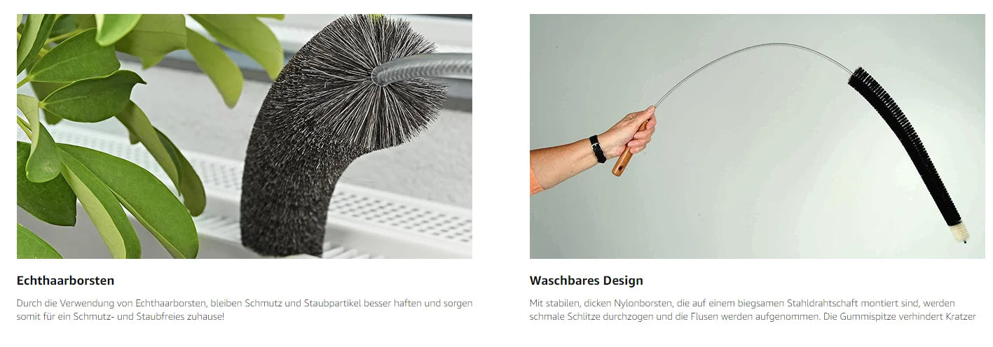 1PCS Radiator brush - 120 cm - Radiator brush with goat hair bristles