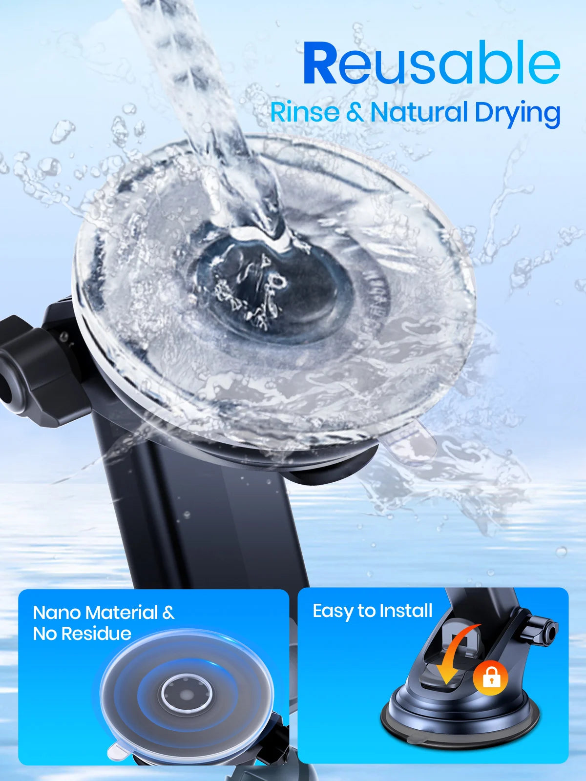 TOPK Car Phone Holder 4 in 1 Super Stable Car Phone Mount for Car Dashboard/Windscreen/Air Vent Compatible with All Mobile Phone